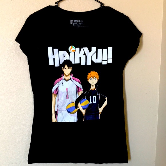 Women's Shirt Black Haikyu Anime Sport Volleyball - Picture 1 of 3